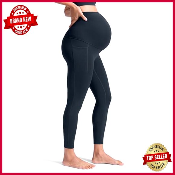 Maternity Leggings with Pockets 25" Over Belly Active Yoga Pregnancy - Picture 5 of 5